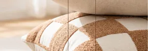 Cream tufted throw pillow cover soft textured geometric cushion case for sofa couch decor 45cm
