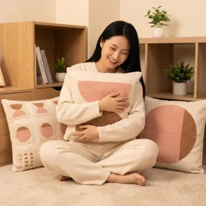 Housse de coussin de sofa touffetee minimaliste moderne avec motif geometrique pour la maison