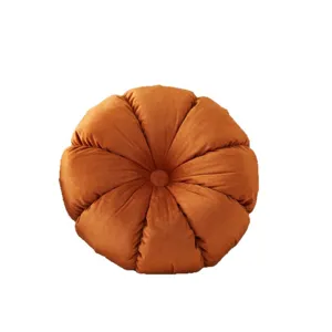Orange pumpkin round velvet throw pillow for sofa living room floor cushion home decor