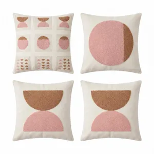 Housse de coussin touffetée géométrique moderne, taie de coussin décorative pour le salon.