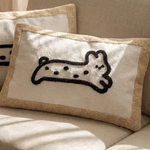 Nordic ins style cute animal tufted plush throw pillow cover for sofa bed home decor
