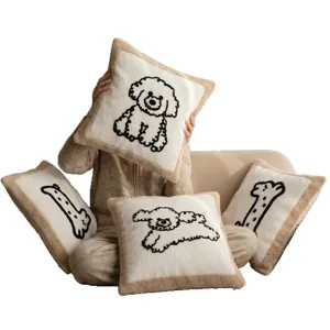 Nordic style cute pet throw pillow cover with adorable dog and giraffe design for sofa bed.