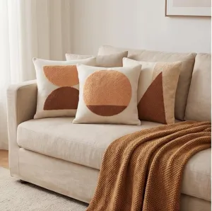 Housse de Coussin Moderne Minimaliste Géométrique Broderie Éponge Toile Housse de Coussin Décorative pour Canapé Salon