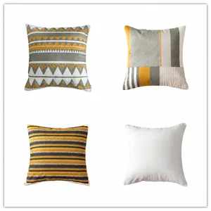 Nordic minimalist embroidered throw pillow bohemian geometric cushion for living room decor