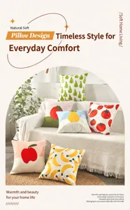 Nordic style fruit embroidered throw pillow cover for cozy sofa and home decoration use.