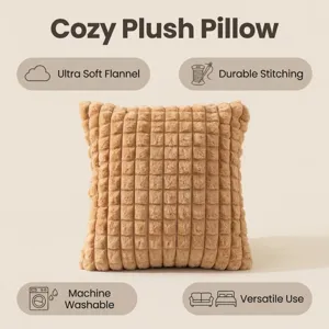 Gemütliches Plüsch-Kissen mit Waffelmuster, ultraweicher Flanellstoff für gemütliche Sofadekoration.