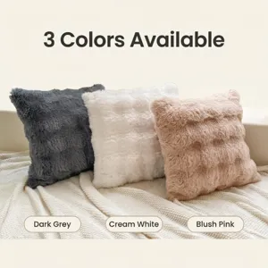 Modern Minimalist Plush Throw Pillow Cover Faux Rabbit Fur Cushion Case Decorative Pillow For Living Room Sofa