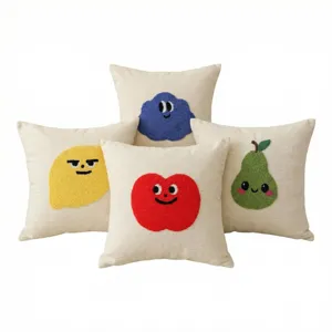 Chenille Cartoon Frucht Stickerei Sofa Kissenbezug Süße Apfel Zitrone Birne Wolke Zierkissen Heimdekoration