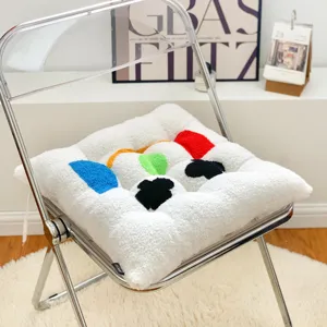 Fluffy thick chair cushion for office student dining room, cute plush seat pad winter home decor
