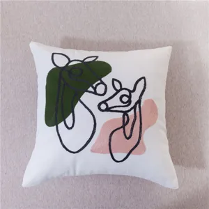 Modern minimalist abstract deer embroidery cushion cover decorative sofa throw pillow home