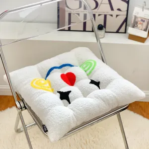 Cute fluffy plush thick seat cushion for office student chair cozy warm winter home decor pad item