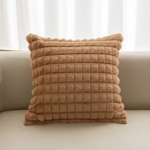 Gemütliches Plüsch Waffel Kissen für Sofa im Wohnzimmer, weiches Deko Kissen für Bett.