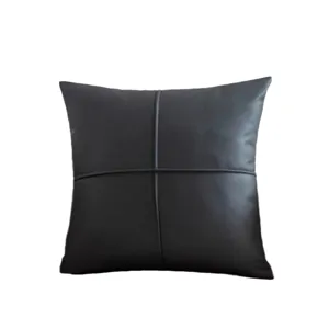 Nordic minimalist solid color PU leather waterproof sofa cushion throw pillow decor