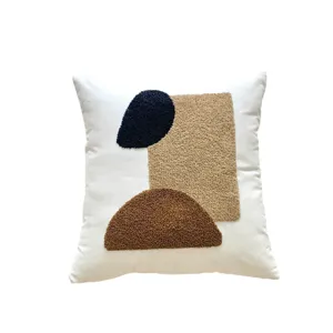 Modern minimalist tufted throw pillow cream style geometric decorative cushion for sofa bed