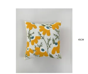 Tufted floral throw pillow cover 45x45cm decorative cushion cover for sofa bedroom decor