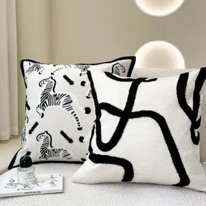 Ins style zebra and abstract lines throw pillow cover modern luxury sofa cushion cover