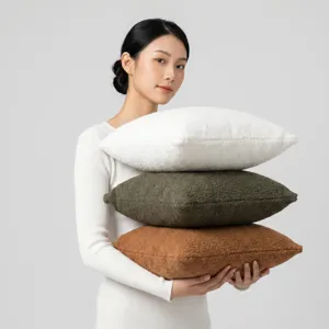 Einfarbig Teddy Fleece Zierkissenbezug Weicher Flauschiger Kissenbezug Für Zuhause Sofa Schlafzimmer Bettseite Dekoratives Kissen