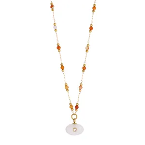 Collar de piedras naturales multicolor estilo dopamina con colgante ovalado bruto