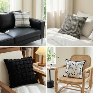 Ins style decorative throw pillow covers set, vintage woven cushion cases for sofa bedroom.