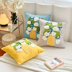 Nordic floral throw pillow tufted sofa cushion living room home decor bedroom accent pillow