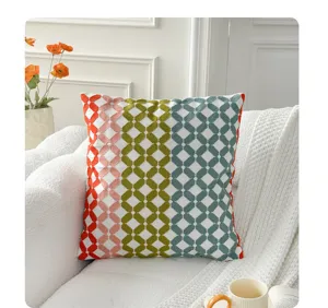 Nordic tufted throw pillow cover, geometric striped decorative cushion for sofa bed.