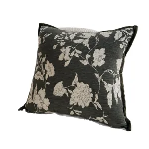 French vintage style decorative throw pillow floral jacquard sofa waist cushion cover