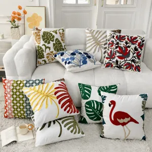 Nordic minimalist embroidered cushion covers for living room sofa, stylish decorative throw pillow cases.