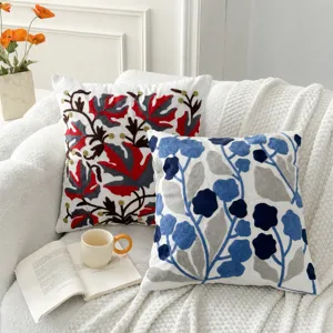 Nordic style embroidered throw pillow cover set, cozy living room sofa decorative cushion.