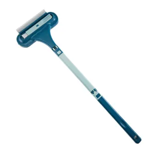 Long handle window cleaning brush and squeegee tool for household screen glass washing.