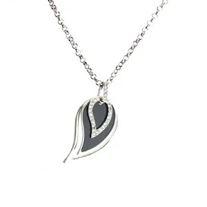 Long rhinestone drop pendant necklace for women fashion stylish silver chain jewelry gift