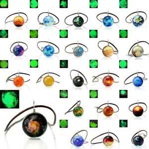 Luminous glow in the dark galaxy universe glass pendant necklace starry space jewelry