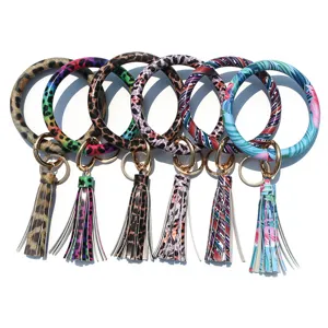 Bracciale Portachiavi in Pelle PU con Nappa Set 6 Pezzi Anello Fashion per Donna