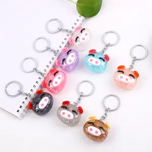 Cute Pig Acrylic Resin Keychain Cute Cartoon Animal Bag Pendant Car Key Ring Charm Daily Decoration Gift