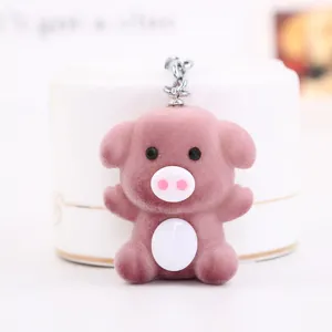 Cute pink plush pig keychain fluffy animal zodiac pendant bag charm accessory fluffy toy gift