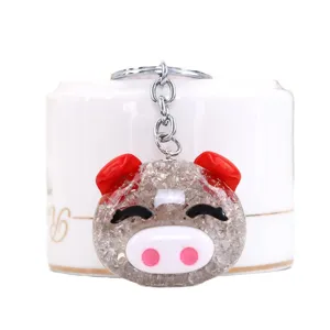Cute glitter acrylic pig keychain cartoon animal keyring bag pendant gift accessory main view
