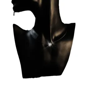 Fashion invisible wire necklace with geometric cubic zirconia pendant for women daily wear gifts