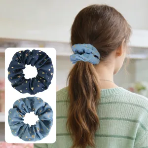 Korean Retro Star Print Fabric Hair Scrunchies Elastic Hair Ropes Ponytail Holder Hair Accessories For Women