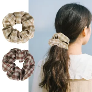 Autumn winter plaid hair scrunchie set elastic hair tie pony tail holder hair accessory