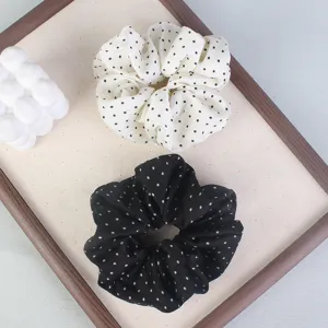 Korean minimalist polka dot large intestine hair scrunchie elegant ponytail rope accessory