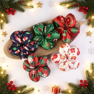 Christmas Satin Scrunchies Hair Scrunchie Elastic Hair Bands Soft Hair Ties Holiday Hair Accessories For Women And Girls