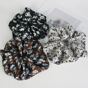 Korean Style Floral Fabric Hair Scrunchie Cute Sweet Ponytail Holder High Elastic Hair Tie Casual Daily Hair Accessories