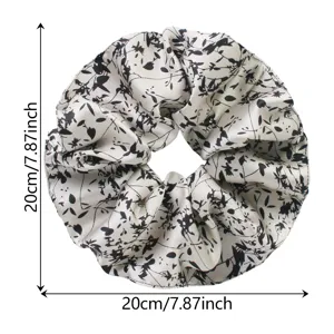 Large floral hair scrunchie satin pony tail holder elastic hair band for women 20cm