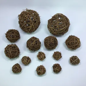 Natural rattan woven balls set for floral arrangement Christmas party decoration crafts