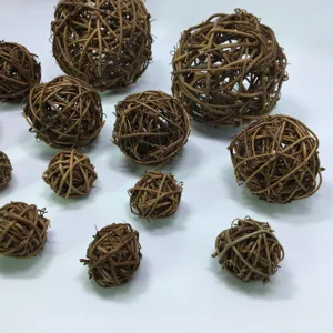 Natural rattan wicker balls for floral arrangements, Christmas decor, and craft projects.