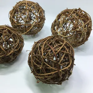 Natural rattan vine decorative balls, perfect for floral arrangements and holiday displays.