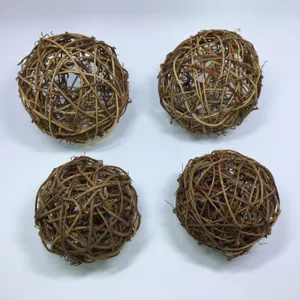 Natural rattan decorative balls detail shot, perfect for floral arrangements, Christmas and decor.