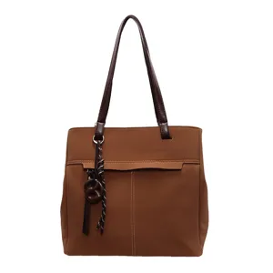 Elegant brown tote bag vintage casual commuter shoulder bag large capacity daily handbag for women