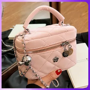 Bolso Bandolera Acolchado con Cadena para Mujer Estilo Diseñador de Lujo Mini Bolso Vanity Box Bolso de Hombro