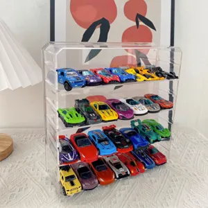 Caja de almacenamiento de coches de juguete de acrilico transparente detalle estante