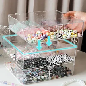 Transparente Perlen Aufbewahrungsbox Acryl Fächer Schublade Organizer für DIY Handwerk.